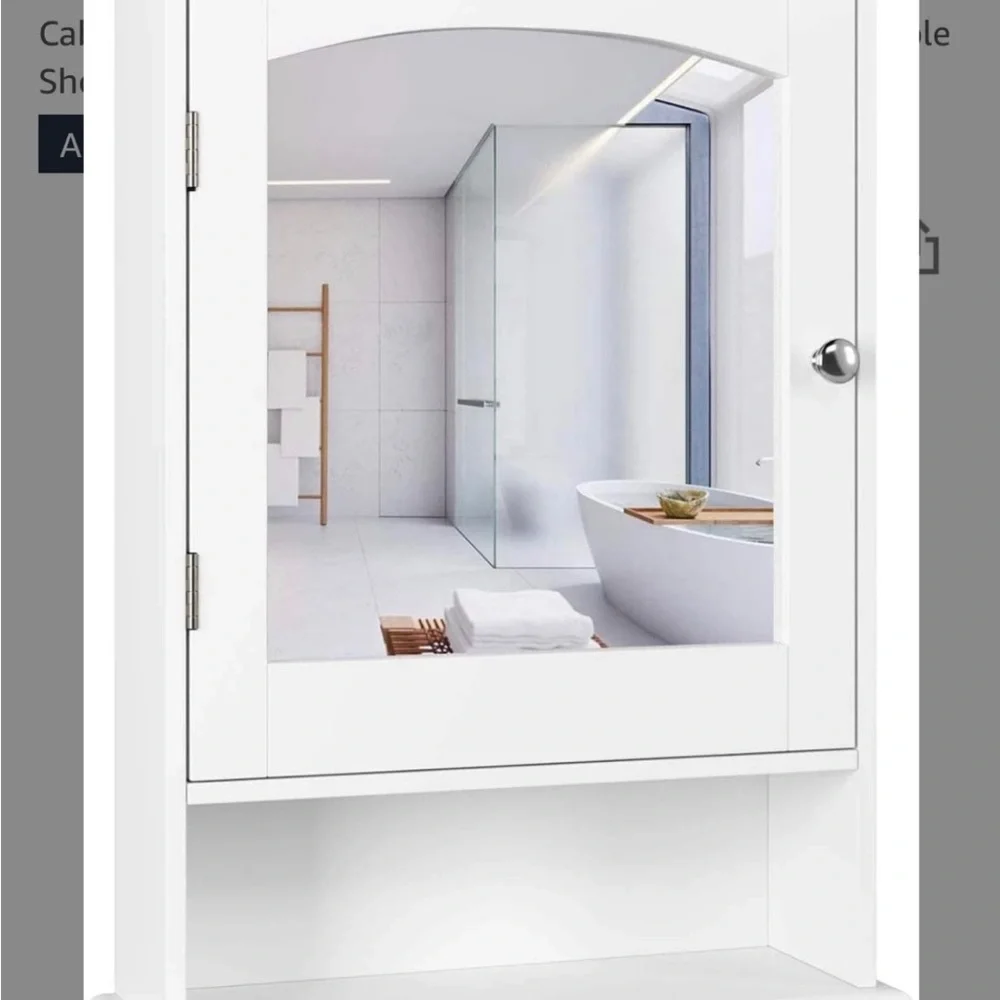 New white bathroom medicine cabinet with mirror